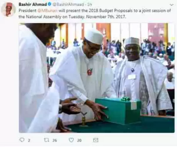 President Buhari Will Present The 2018 Budget On November 7th 2018